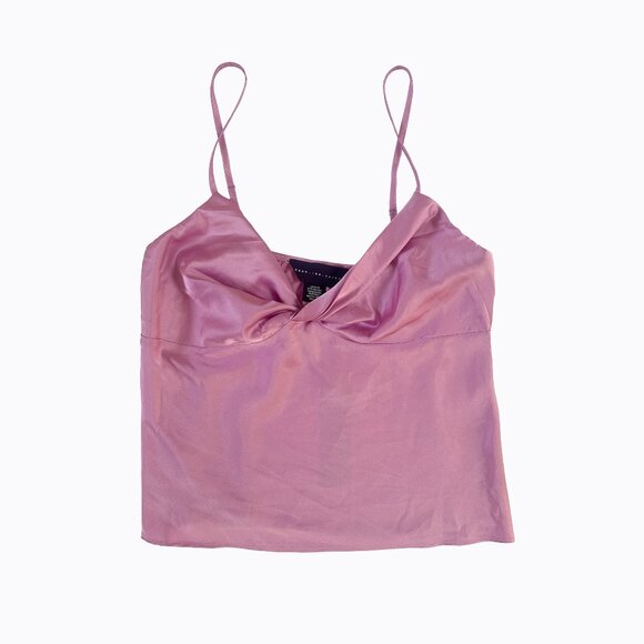 Know One Cares Tops - Know One Cares Twist Front Babydoll Camisole Blush Pink Satin Coquette Y2K Sz L